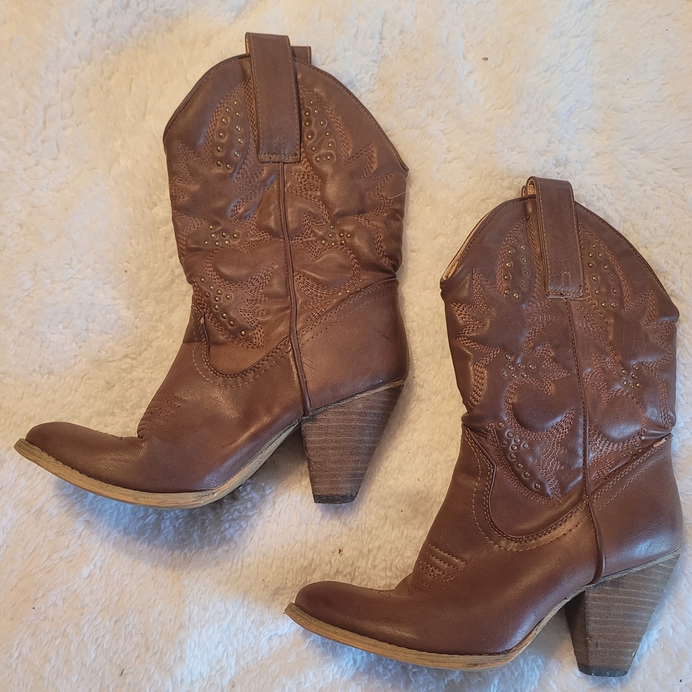 Brown Western Ankle Boots